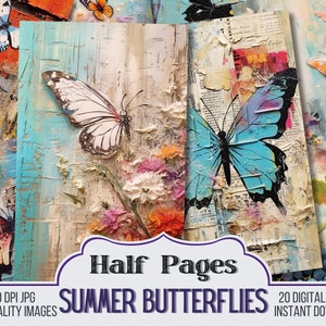 May include: A set of 20 digital prints featuring colourful butterflies on a textured background. The prints are perfect for adding a touch of whimsy to your home decor. The text "Half Pages Summer Butterflies" is displayed at the bottom of the image.