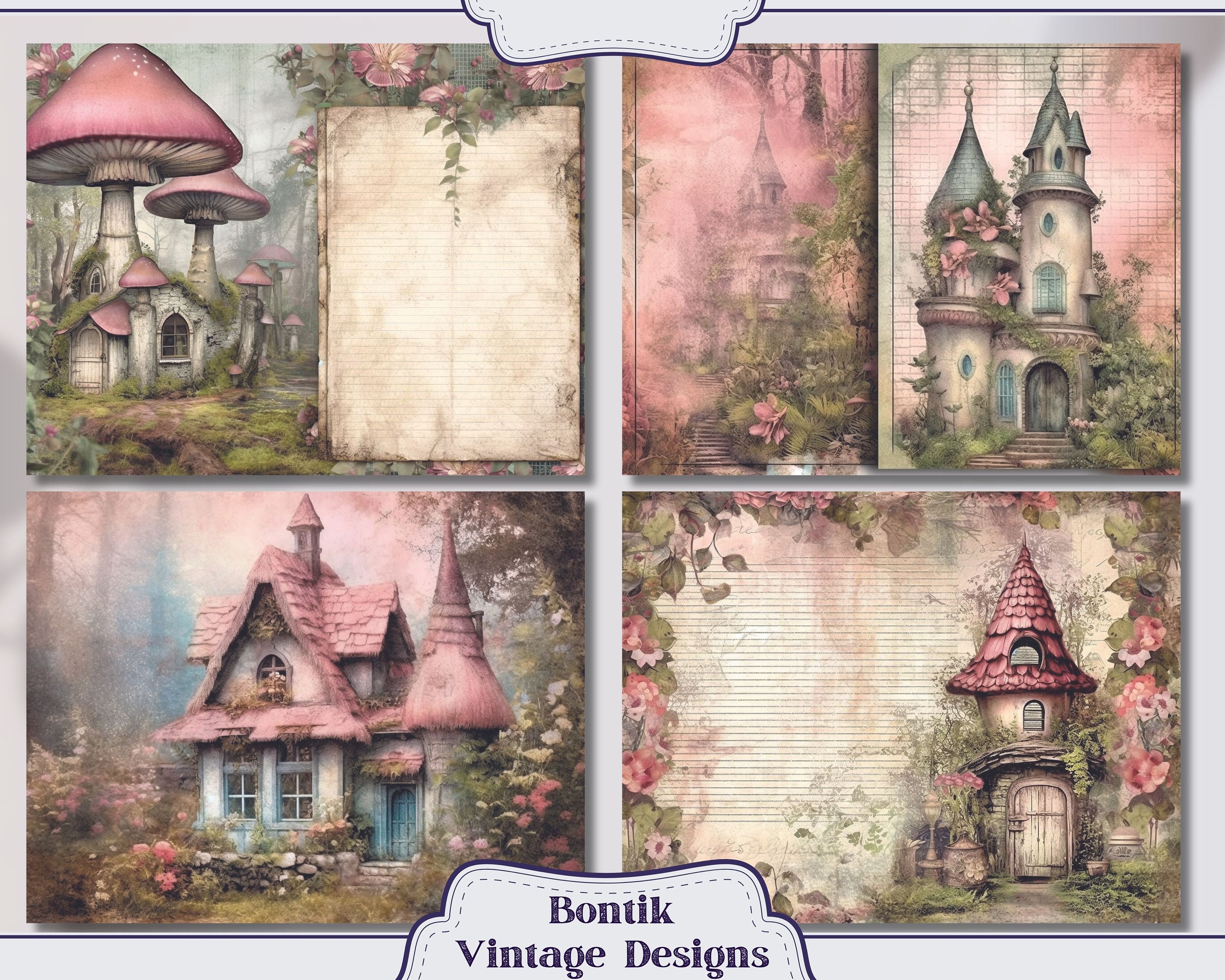 Fairy's House Junk Journal Papers, Journal Scrapbook Supply - 16 Fairy ...