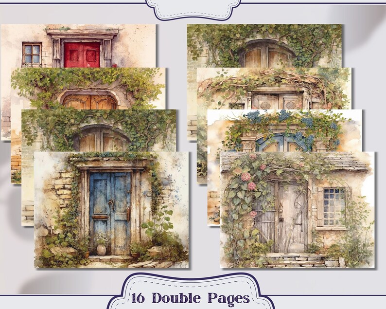 Farmhouse Door Junk Journal Kit Ephemera, ATC, Tags, Pocket, Scrapbook ...
