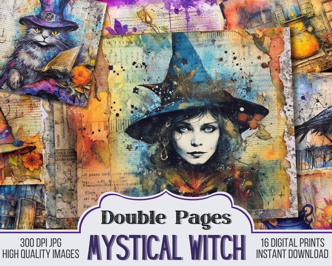Mystical Witch Vintage Junk Journal Double Papers, Scrapbook Supply ...