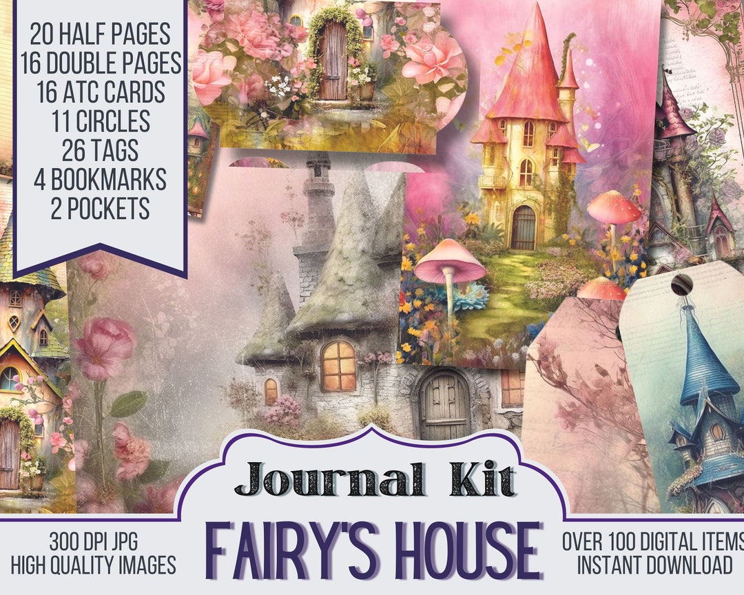 Fairy's House Junk Journal Kit Ephemera, ATC, Tags, Pocket, Journal ...