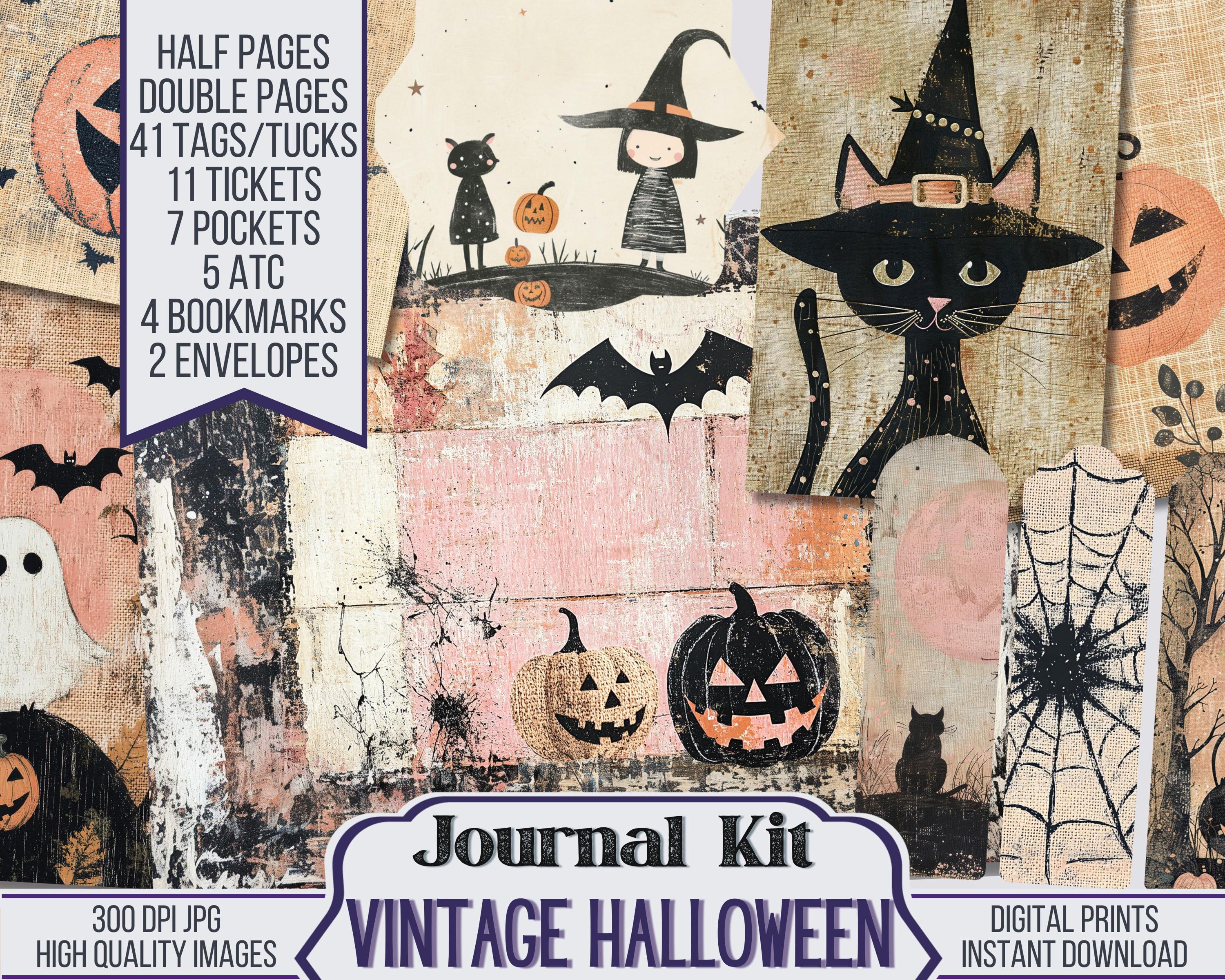 Vintage Halloween Junk Journal Kit Ephemera, ATC, Tags, Pocket ...