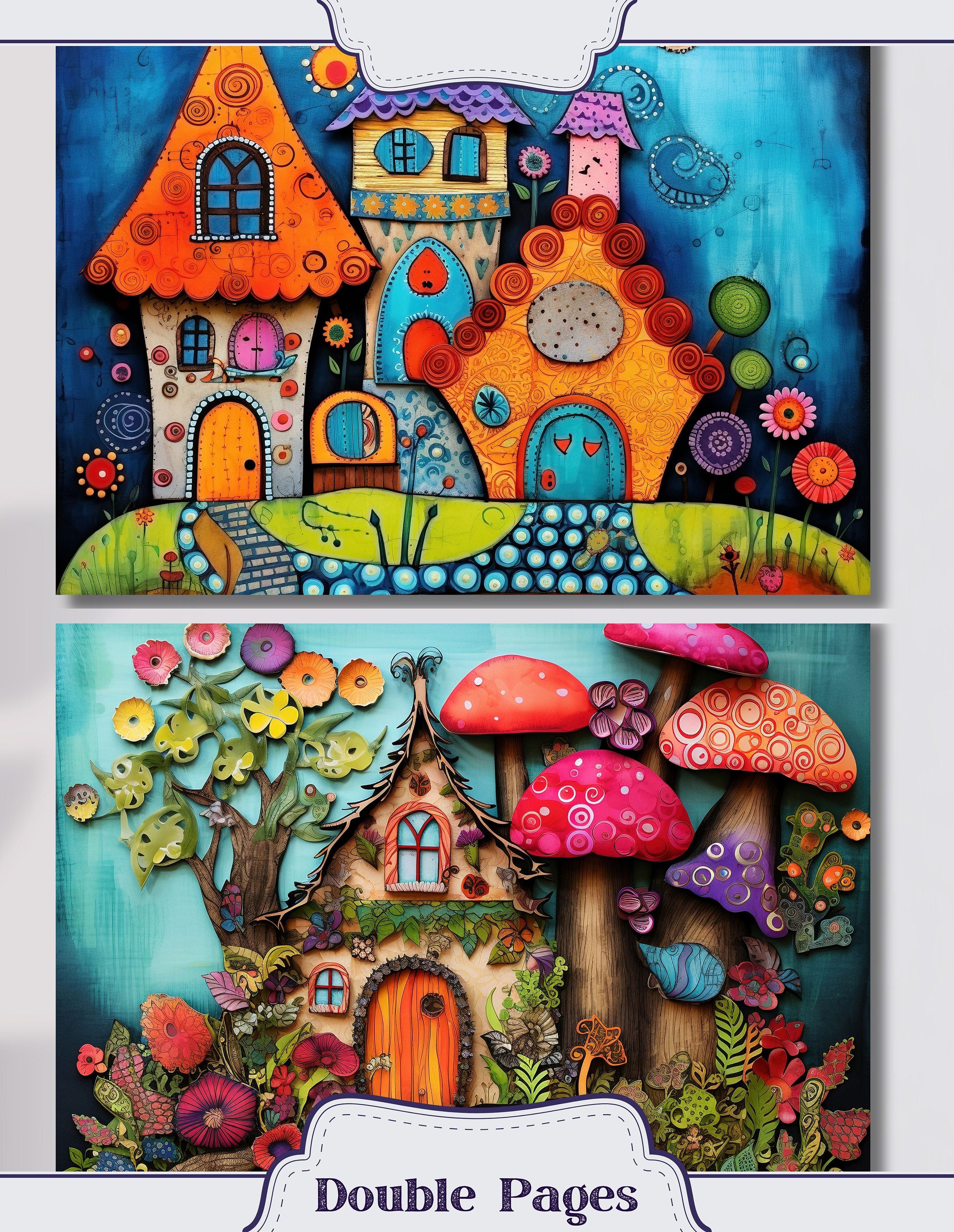 Whimsical Houses Junk Journal Kit Ephemera, Quirky Pages, ATC, Tags ...