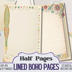 Leeres Junk Journal im Boho-Stil Halbe Papiere, Journal Scrapbook Versorgung - 22 Junk Journal Seiten - Ephemera, Stamperia, leere leere Seiten