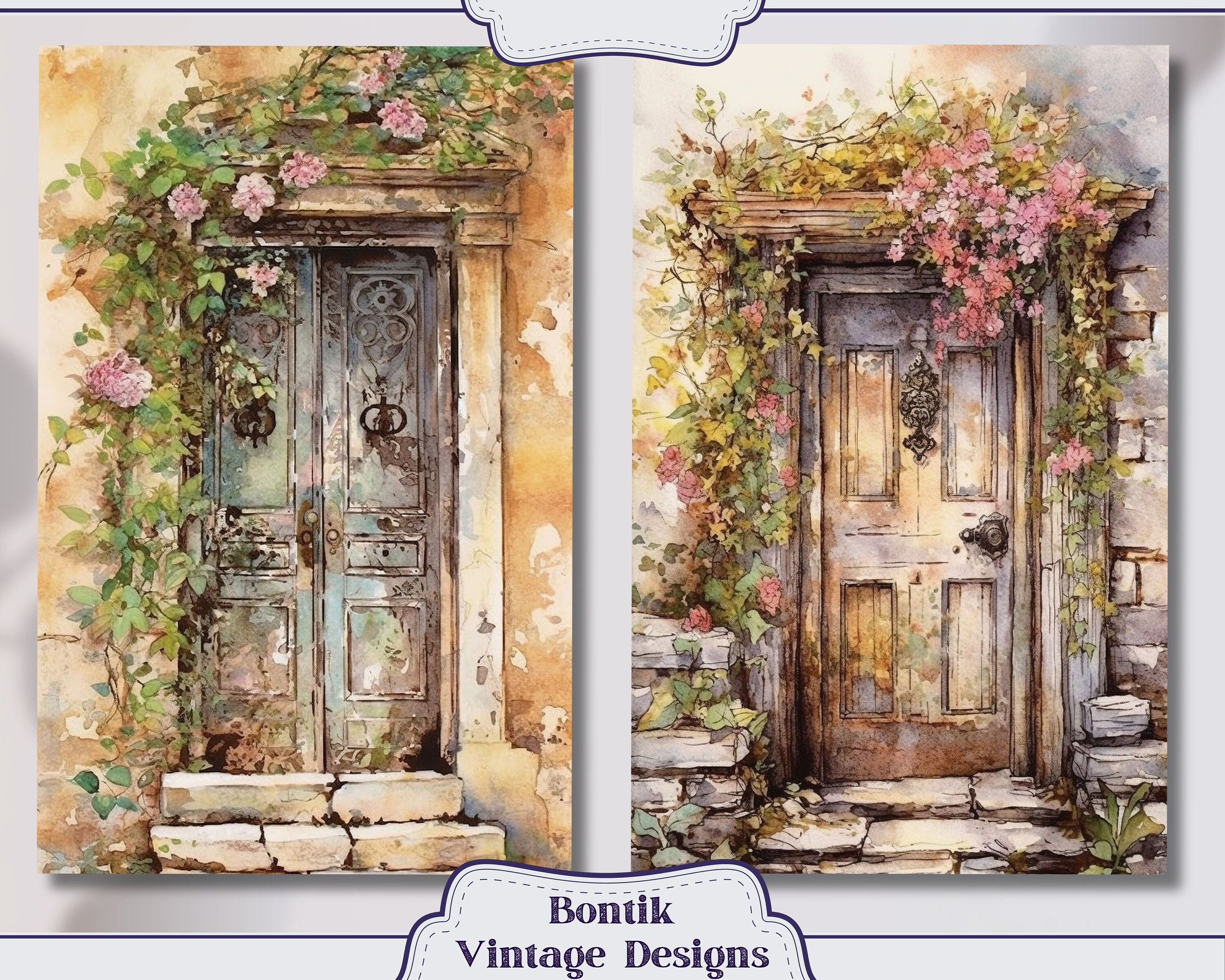Farmhouse Door Entry Vintage Junk Journal Half Pages, Journal Scrapbook ...