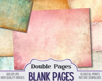 Papeles de diario vintage en blanco sencillos, material para álbumes de recortes de diarios, 16 páginas de diario vintage en varios colores, efímeras, decoupage, páginas vintage