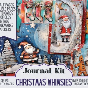 Christmas Whimsies Junk Journal Kit Ephemera, ATC, Tags, Pocket, Scrapbook Supply, Christmas, Over 100 Digital Items, Xmas Printable