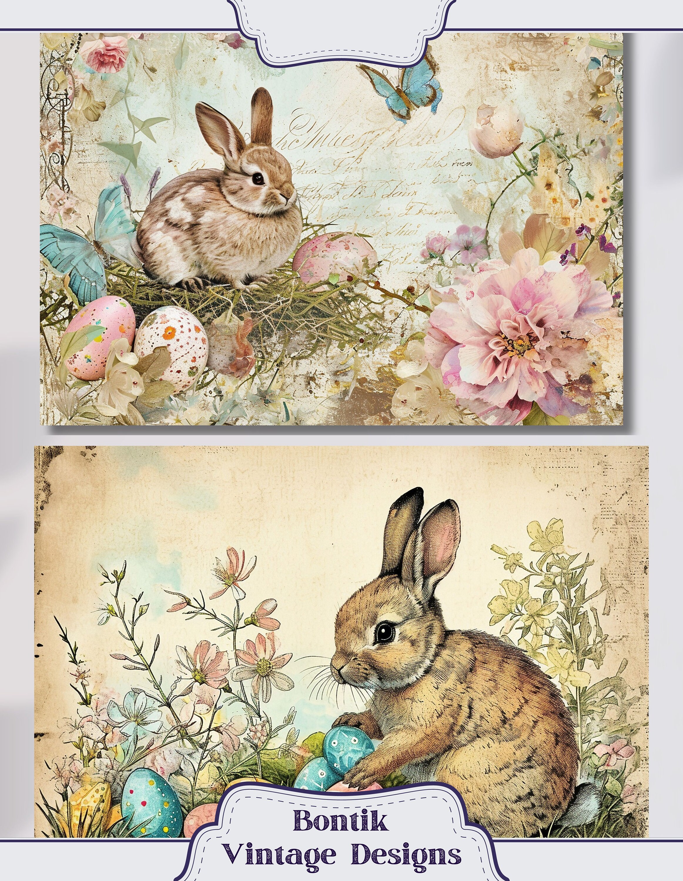 Vintage Easter Junk Journal Double Papers, 18 Spring Themed Printable ...