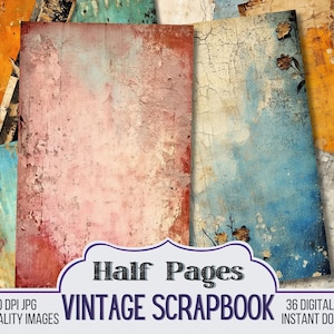 Vintage Scrapbook Junk Journal Half Papers, Journal Scrapbook Supply - 28 Blank Junk Journal Pages - Ephemera, Stamperia, Blank Empty Pages