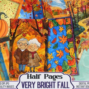 Fall Junk Journal Pages Very bright Fall, A5 Junk Journal Printable Kit, Autumn Printables, Fall Ephemera Scrapbooking Supplies