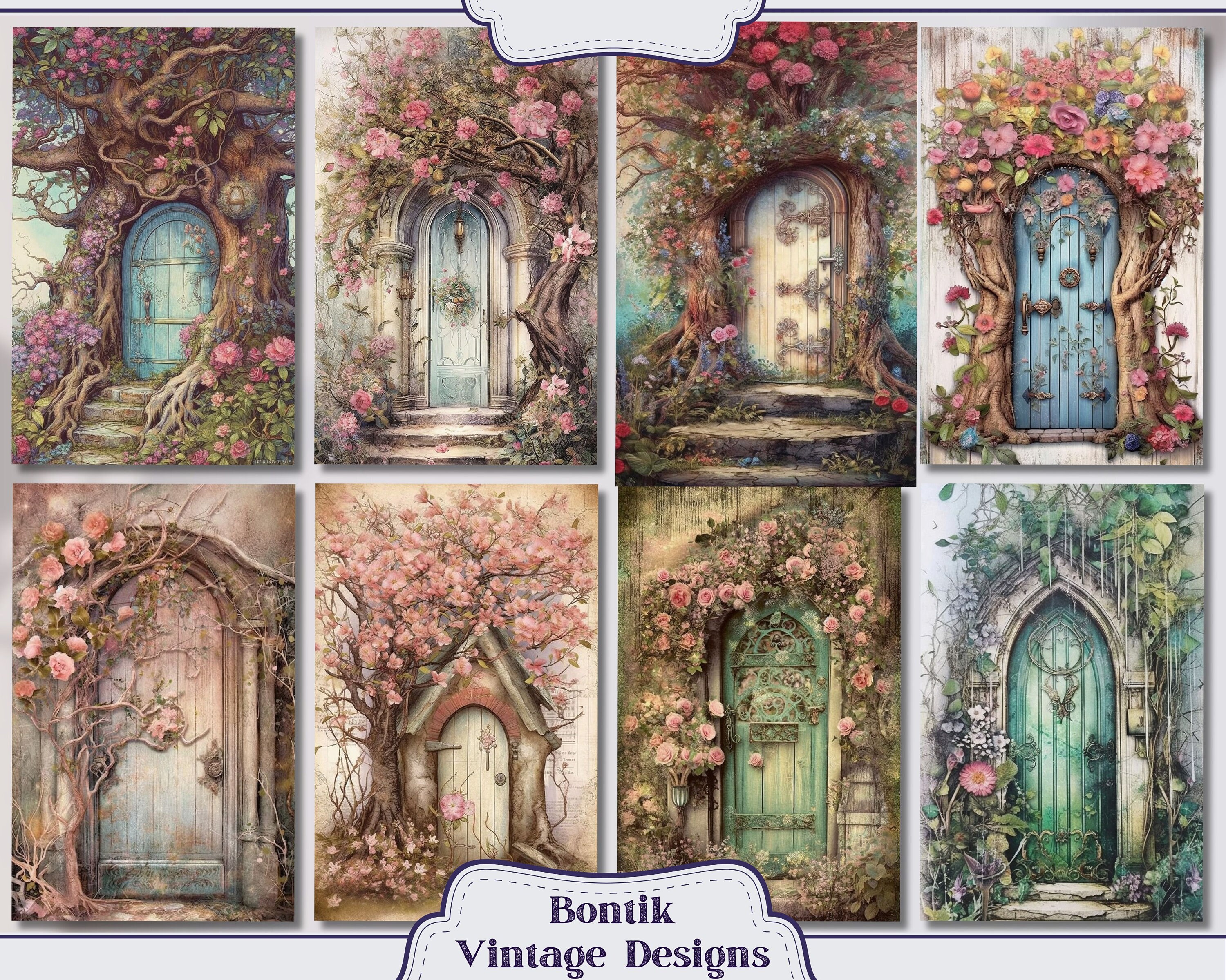 Fairy House Door Entry Vintage Junk Journal Half Pages, Journal ...