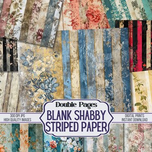 Journal indésirable à rayures minables, doubles papiers, 24 pages d'arrière-plan imprimables décoratives, fournitures pour scrapbooking, téléchargement numérique