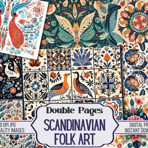 Scandinavo Folk Art Junk Journal Double Papers, 26 fogli decorativi stampabili Stamperia, forniture per scrapbooking