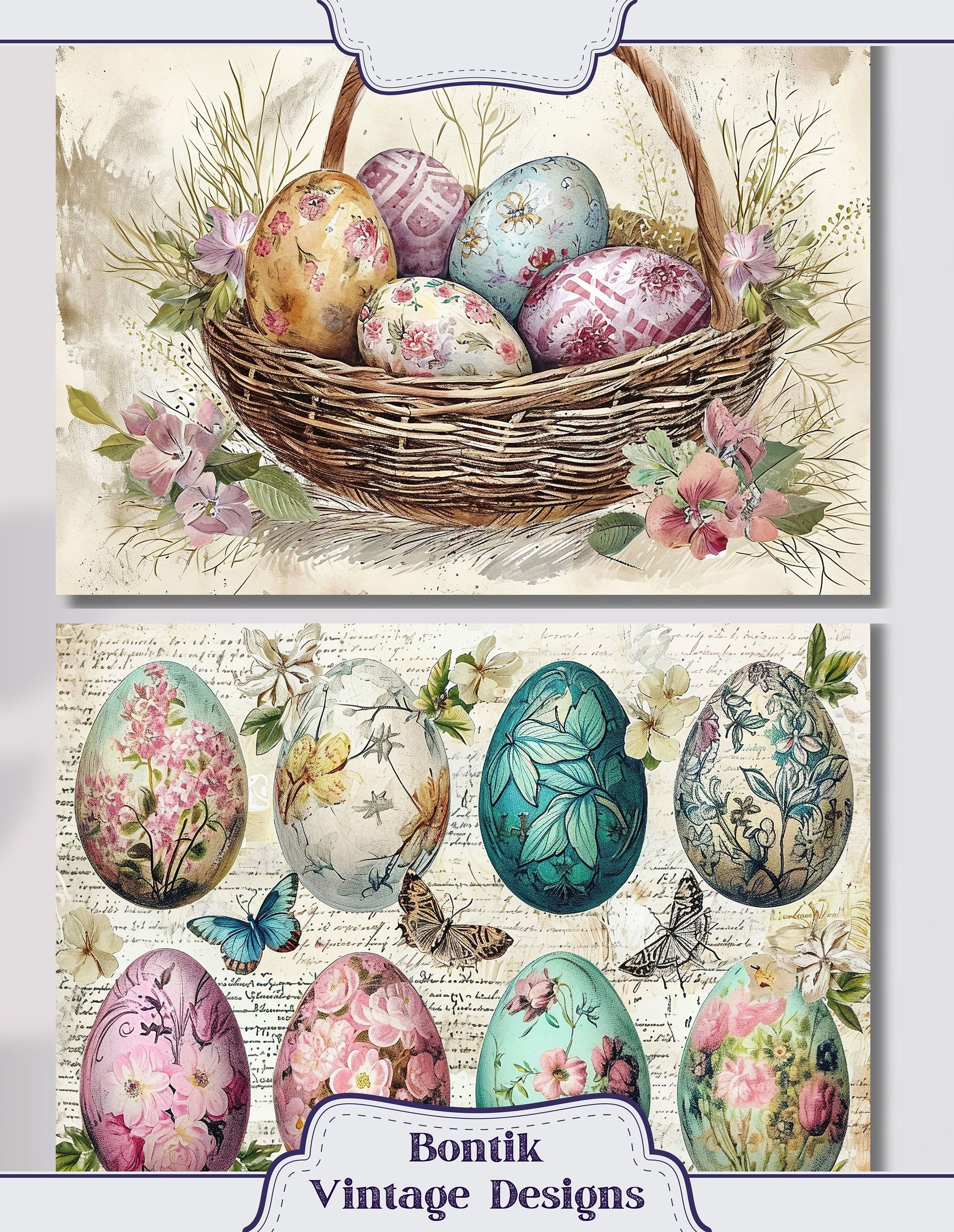 Vintage Easter Junk Journal Double Papers, 18 Spring Themed Printable ...