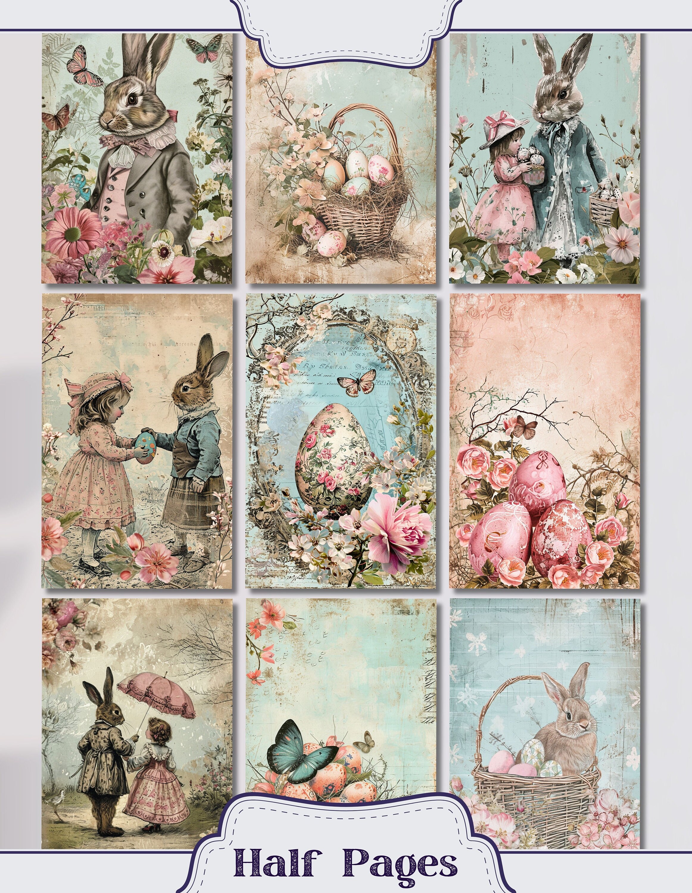 Vintage Easter Junk Journal Kit Ephemera, Easter Bunny Pages, ATC, Tags ...