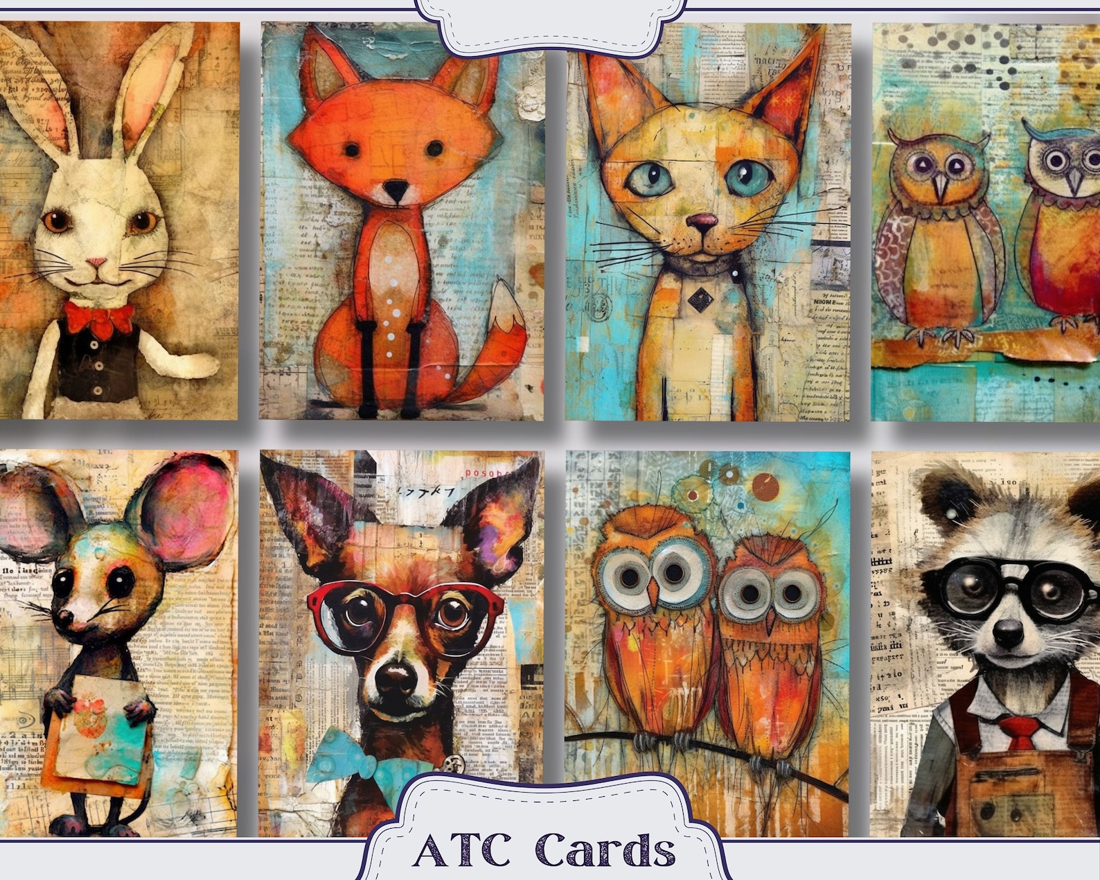 Quirky Animals on Ephemera Junk Journal Ephemera, ATC Cards, Tags ...