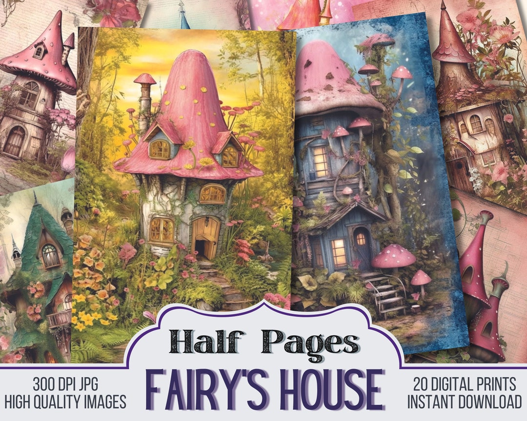 Fairy's House Vintage Junk Journal Half Papers, Journal Scrapbook ...