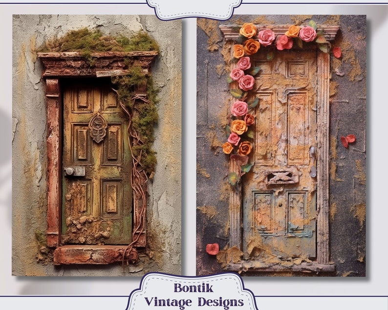 Old Doors Junk Journal Half Papers, Journal Scrapbook Supply - 16 ...