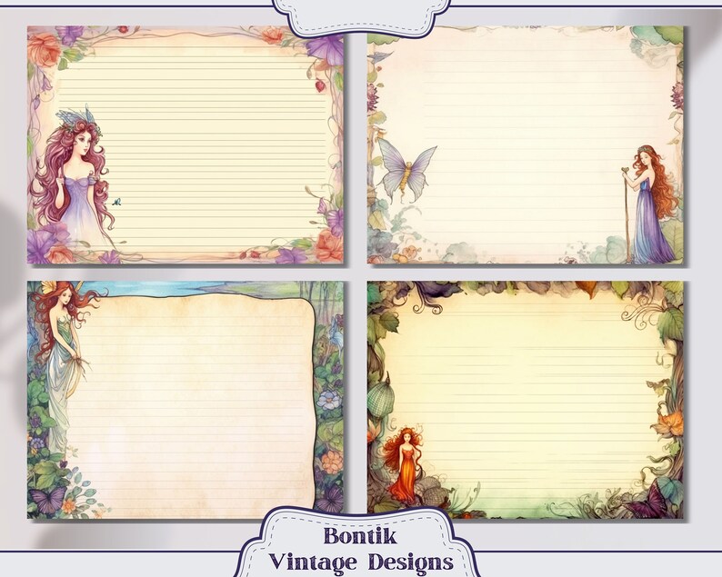 Whimsical Fairy Blank Lined Pages Vintage Junk Journal Paper, Journal ...