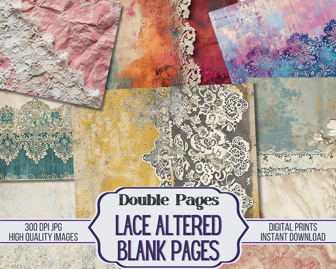 Lace Junk Journal Paper for Scrapbooking Printable Illustration Vintage ...