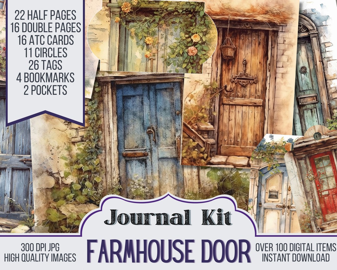 Farmhouse Door Junk Journal Kit Ephemera, ATC, Tags, Pocket, Scrapbook ...