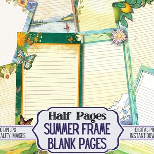 Sommer Rahmen Leere Seiten Junk Journal Halbe Papiere - 20 Hintergrund Printable Stamperia Papier, Scrapbook Zubehör, Digital Download