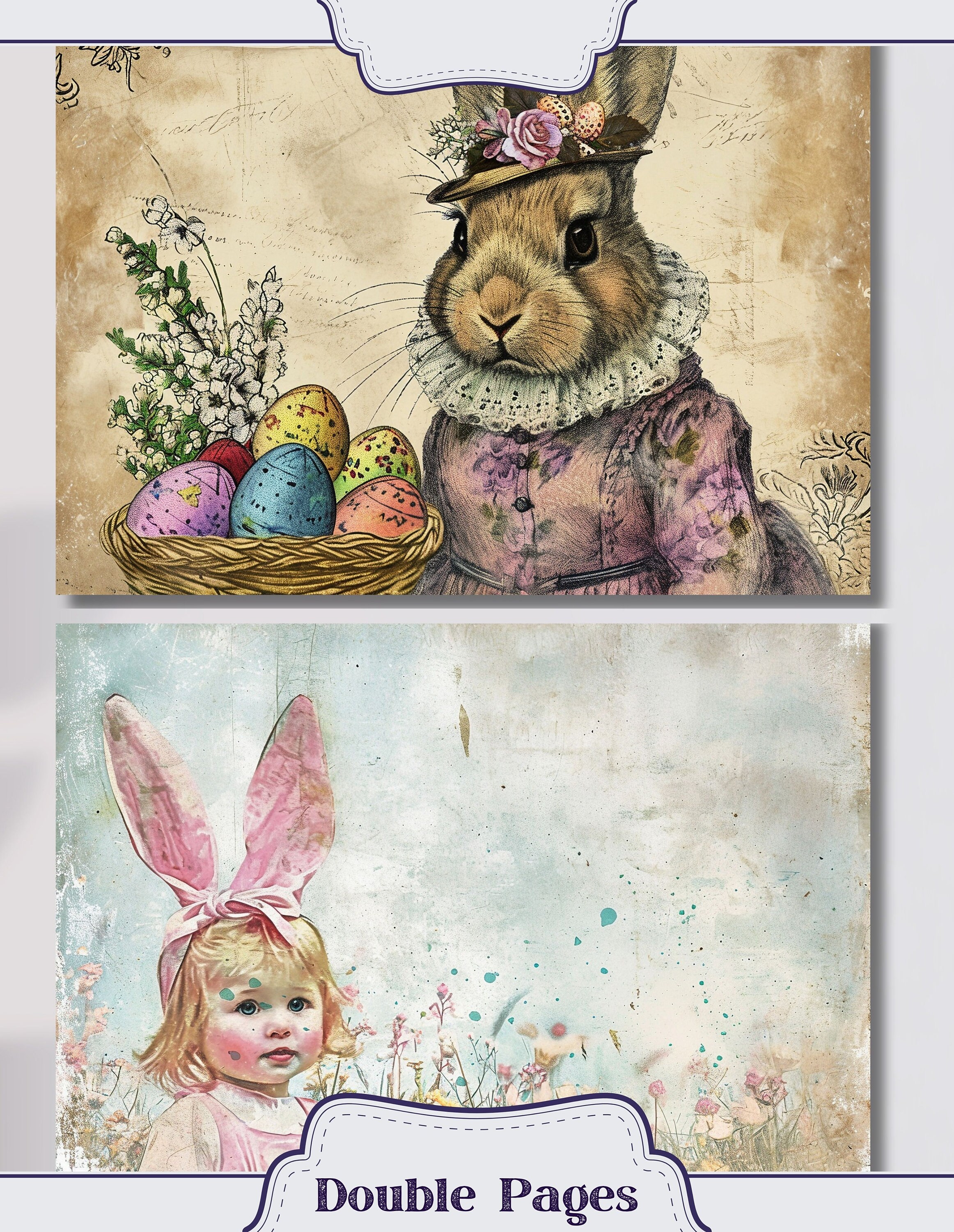 Vintage Easter Junk Journal Kit Ephemera, Easter Bunny Pages, ATC, Tags ...