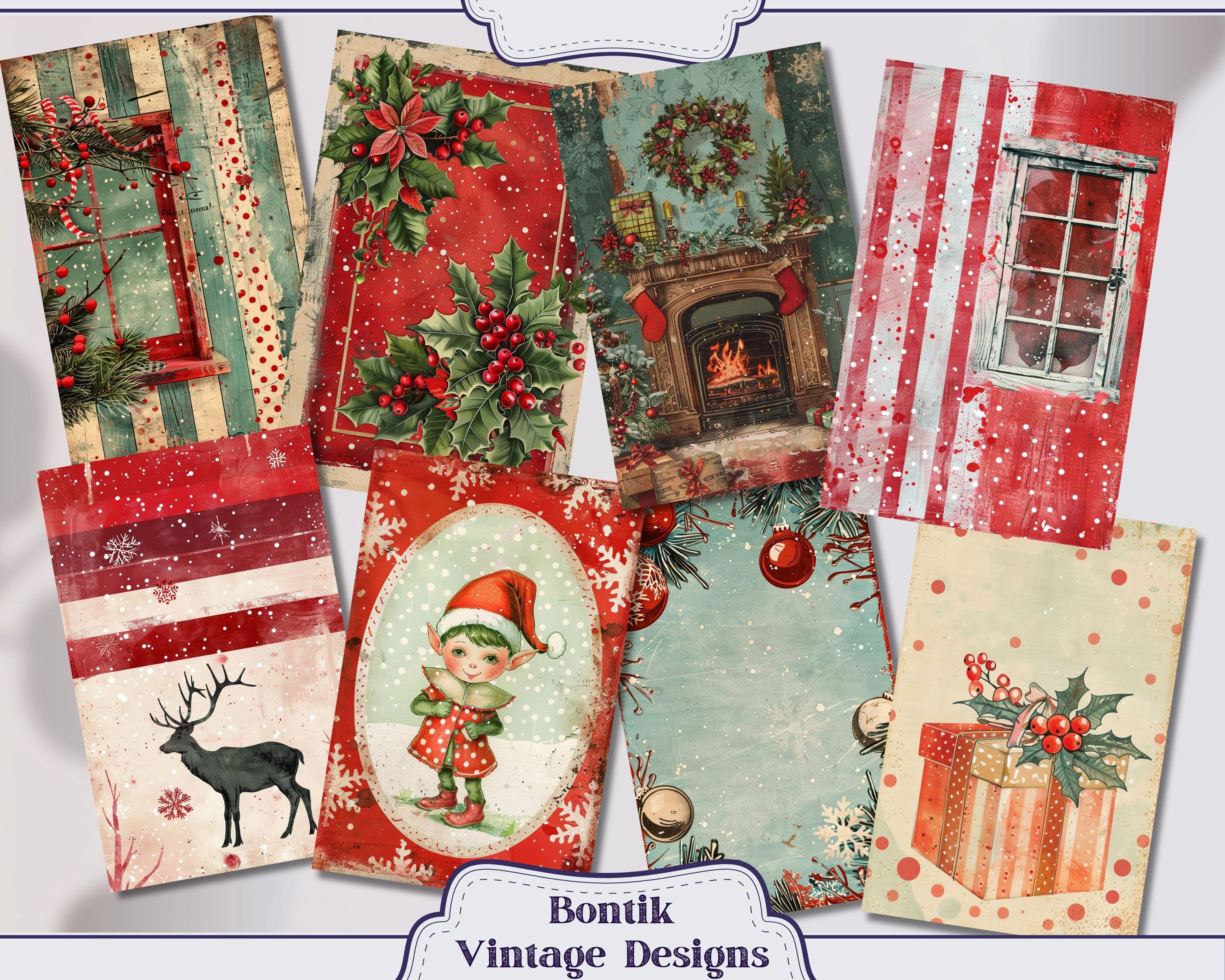 クリスマスの思い出ジャンクジャーナルハーフペーパー、スクラップ