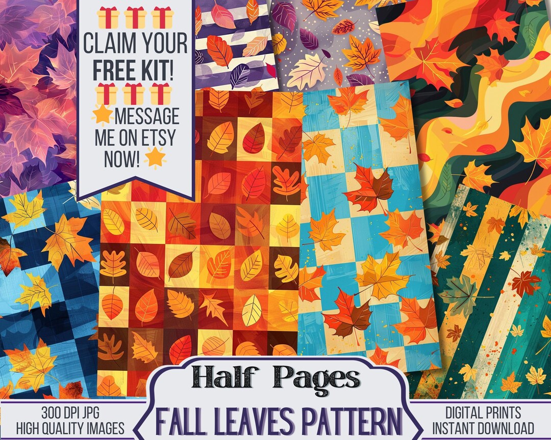 Fall Junk Journal Pages Fall Leaves Pattern, A5 Junk Journal Printable ...