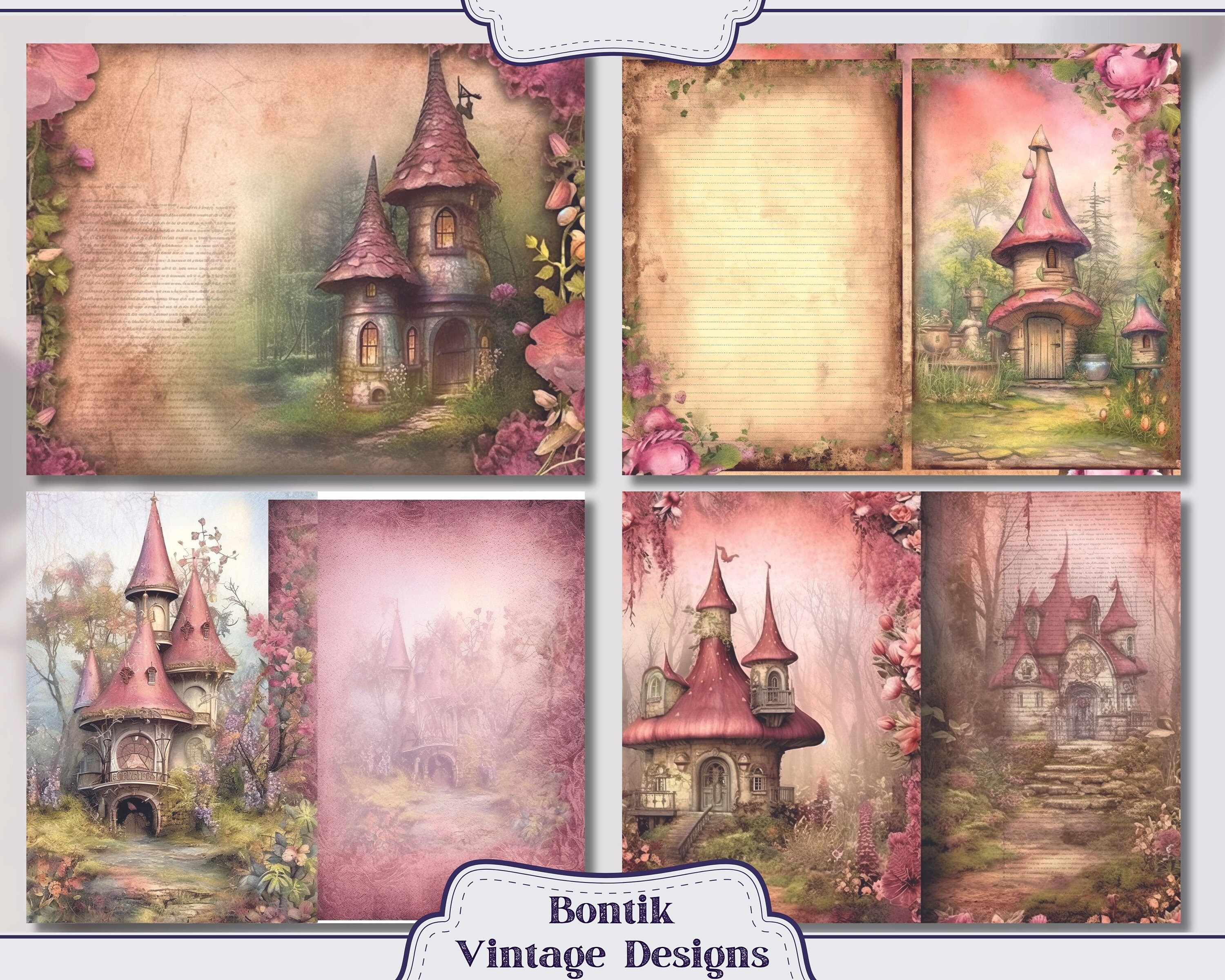 Fairy's House Junk Journal Papers, Journal Scrapbook Supply - 16 Fairy ...
