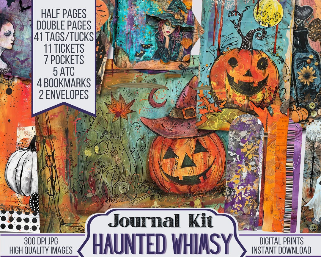 Haunted Whimsy Junk Journal Printable Kit, Fall Digital Pages, Autumn ...