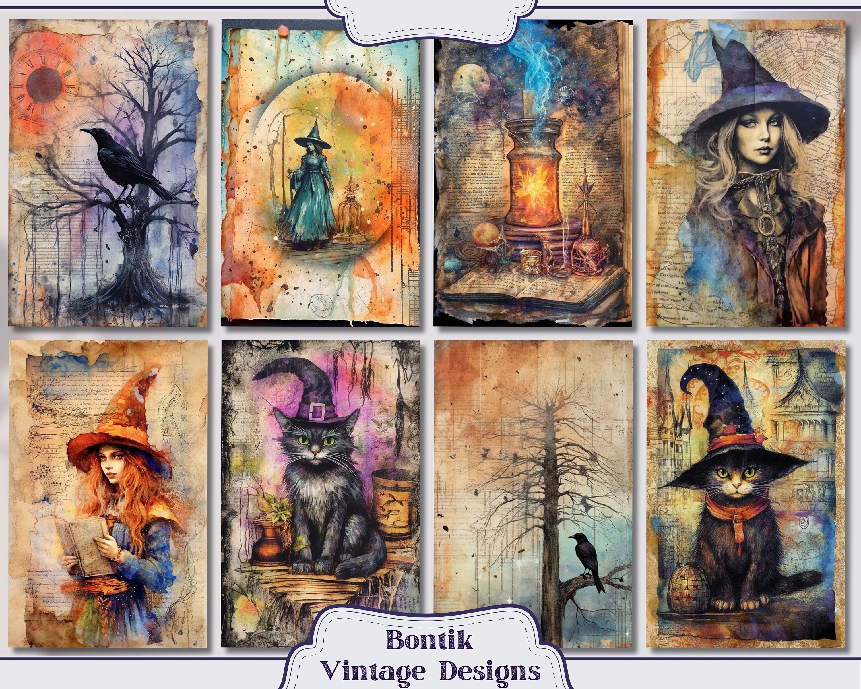 Mystical Witch Vintage Junk Journal Half Papers Scrapbook - Etsy