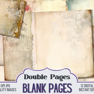 Blank Vintage Junk Journal Papers, Journal Scrapbook Supply - 12 Solid Style Junk Journal Pages - Ephemera, Vintage Pages
