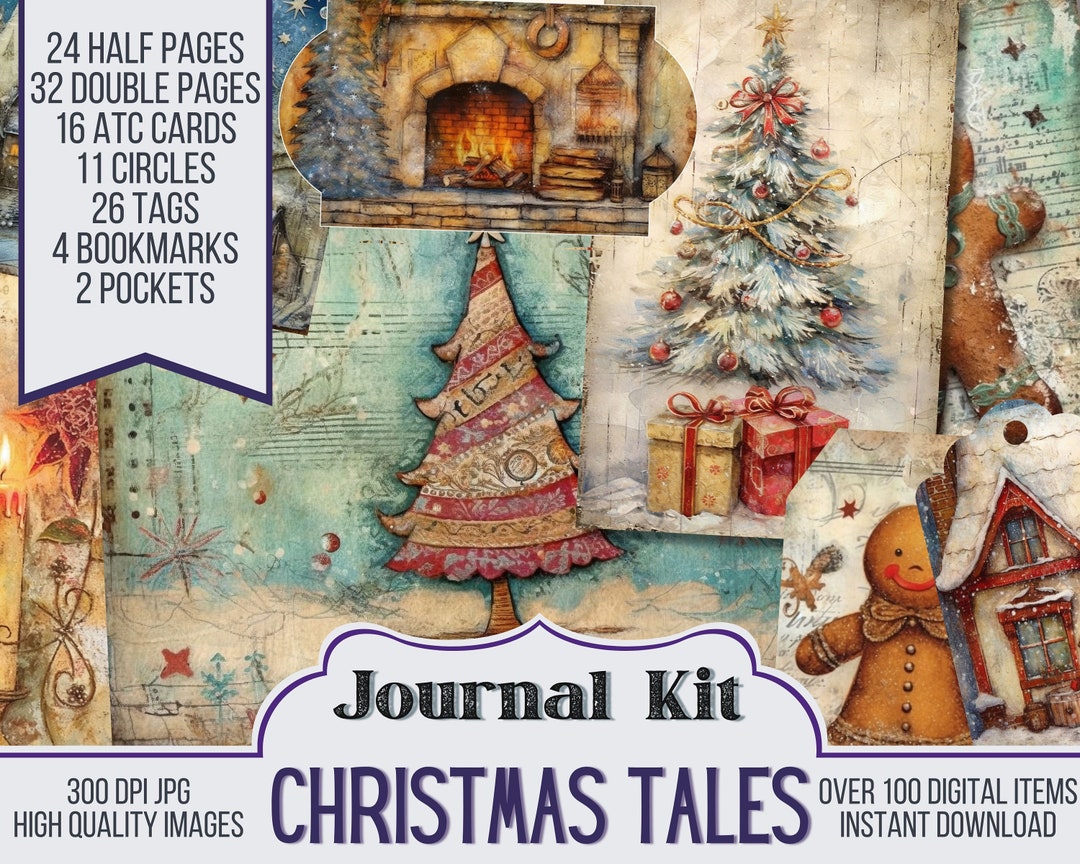 Christmas Tales Junk Journal Kit Ephemera, ATC, Tags, Pocket, Scrapbook ...