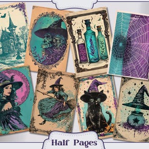 Purple and Teal Witch Junk Journal Kit Includes 40 Witchy Printable ...