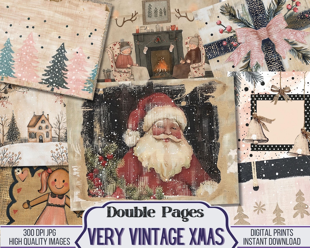 Very Vintage Christmas Vintage Junk Journal Double Papers, Scrapbook ...