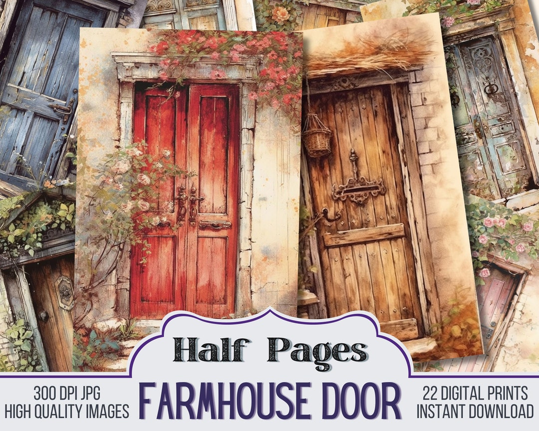 Farmhouse Door Entry Vintage Junk Journal Half Pages, Journal Scrapbook ...