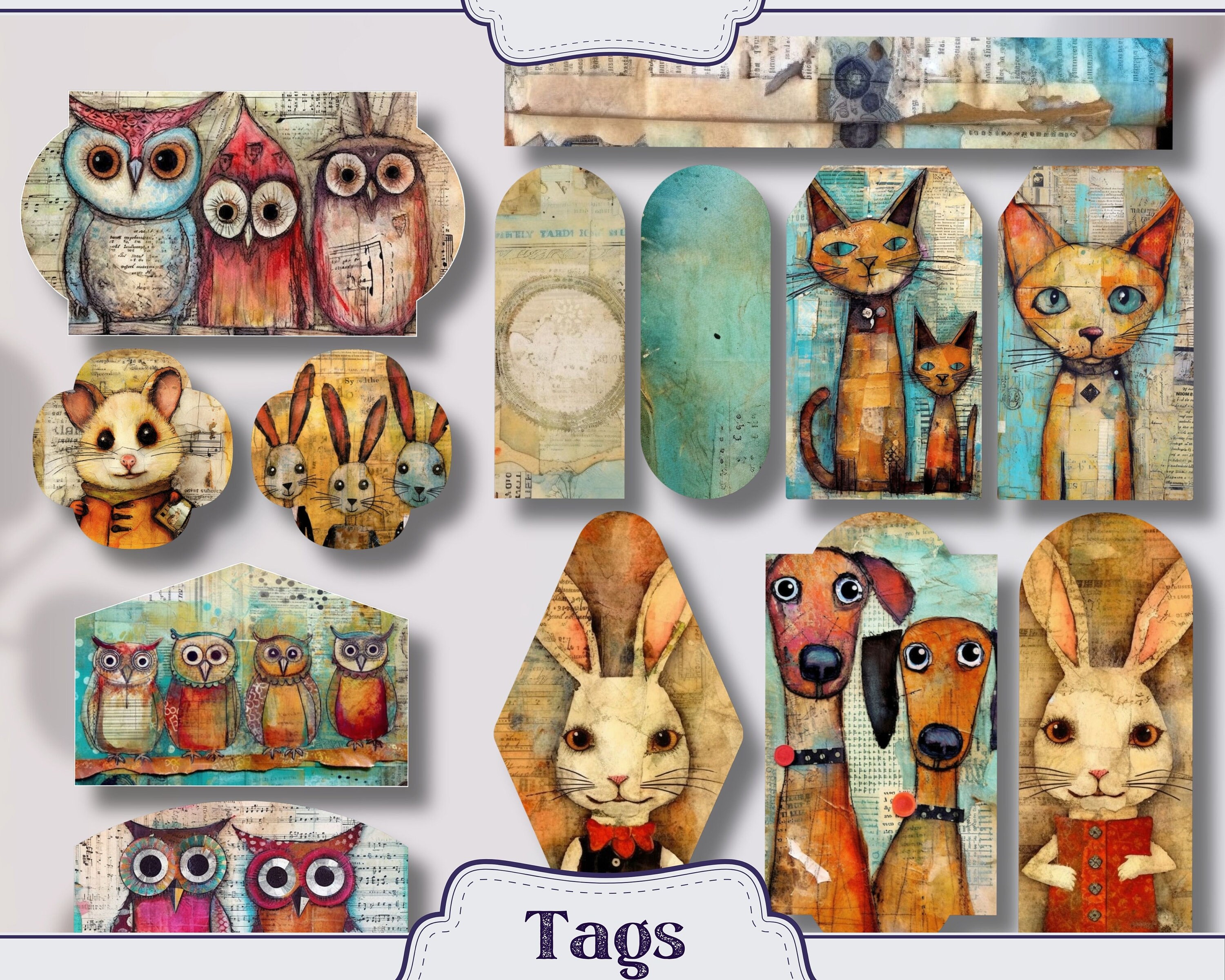 Quirky Animals on Ephemera Junk Journal Ephemera, ATC Cards, Tags ...