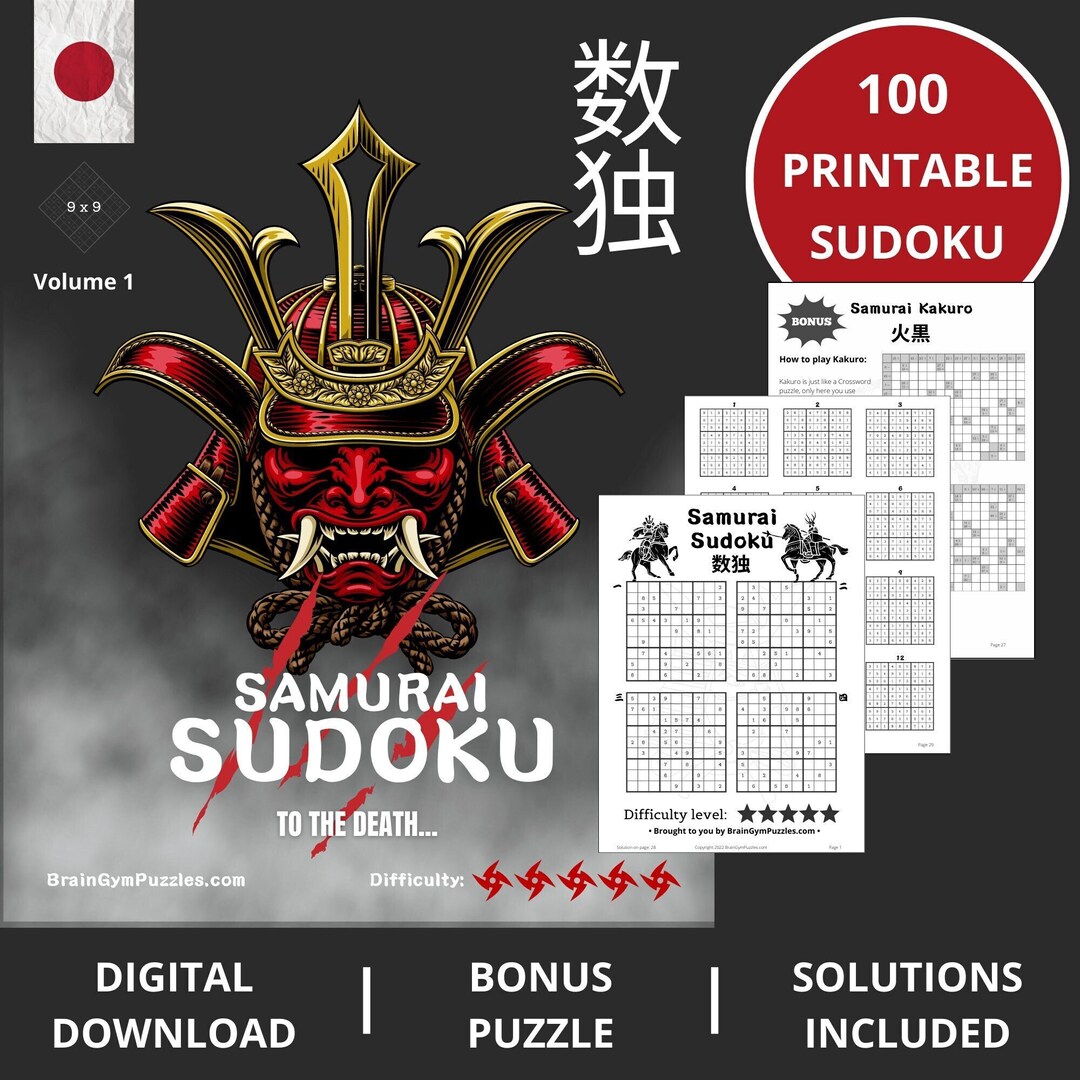 Samurai Sudoku, Printable Sudoku, Hard Sudoku, Digital Download ...