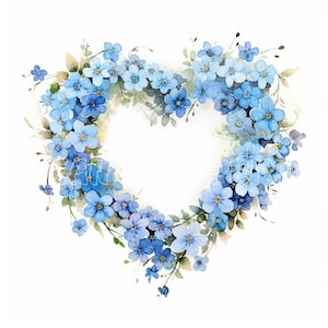 Clipart de guirlanda de coração com flores, 12 imagens de alta qualidade, designs de arte digital para impressão, aquarela, floral, dia dos namorados, download instantâneo