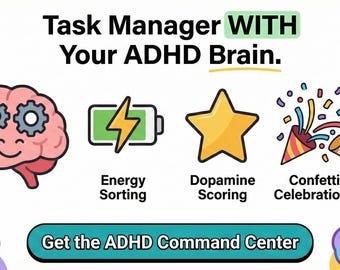 Gestor de tareas para TDAH / Planificador digital sin conexión, descarga instantánea de clasificación de energía