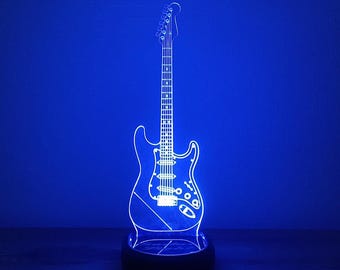 Lámpara LED con forma de guitarra: luz ambiental para amantes de la música, decoración de escritorio única, idea de regalo perfecta.