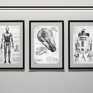 Star Wars Schematic Blueprints of Millennium Falcon, C-3PO and R2D2 Digital Downloads