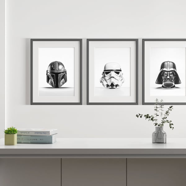 Minimalist Star Wars Helmet Art Prints, Set of 3 (Digital Download)