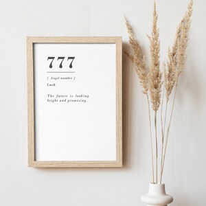 Luck Angel Poster Original Design 777 Angel Number Digital Download Printable Wall Art Instant Decor Hygge Spiritual Minimalist Definition