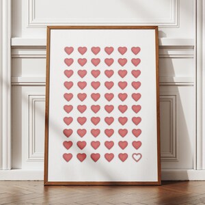 Rotes Herz gestrickt Muster Minimalistische Wand Kunst Ästhetische druckbare Karte Cute Love Valentine Poster Geschenk für Liebhaber Dekor Digitaler Download