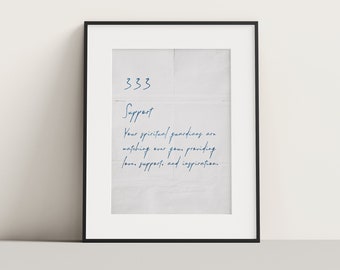 Support Angel Poster Original Design 333 Angel Number Digital Download Printable Wall Art Instant Download Minimalist Home Decor old letter