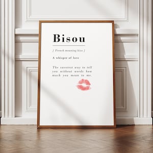 Bacio di San Valentino francese Definizione minimalista Design originale dell'amore Arte murale Download digitale Carta stampabile Decorazione Hygge Casa Estetica