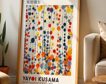 Yayoi Kusama print, Japanese art, vintage Japanese decor, Japanese print, Japanese poster, Japanese gift, abstract exhibition poster