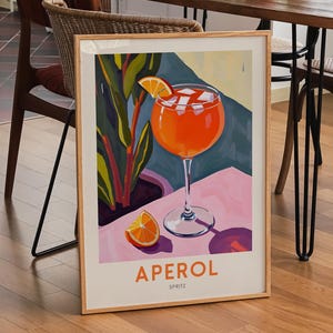 Aperol Spritz print, orange Art Print, Retro aperol Poster, vintage Kitchen Wall Art, Fruit Market Illustration, oranges, Matisse painting